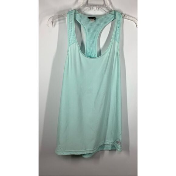 Adidas Women's Scoop Neck Mesh Racerback Tank Top Turquoise Size Medium - Picture 1 of 7